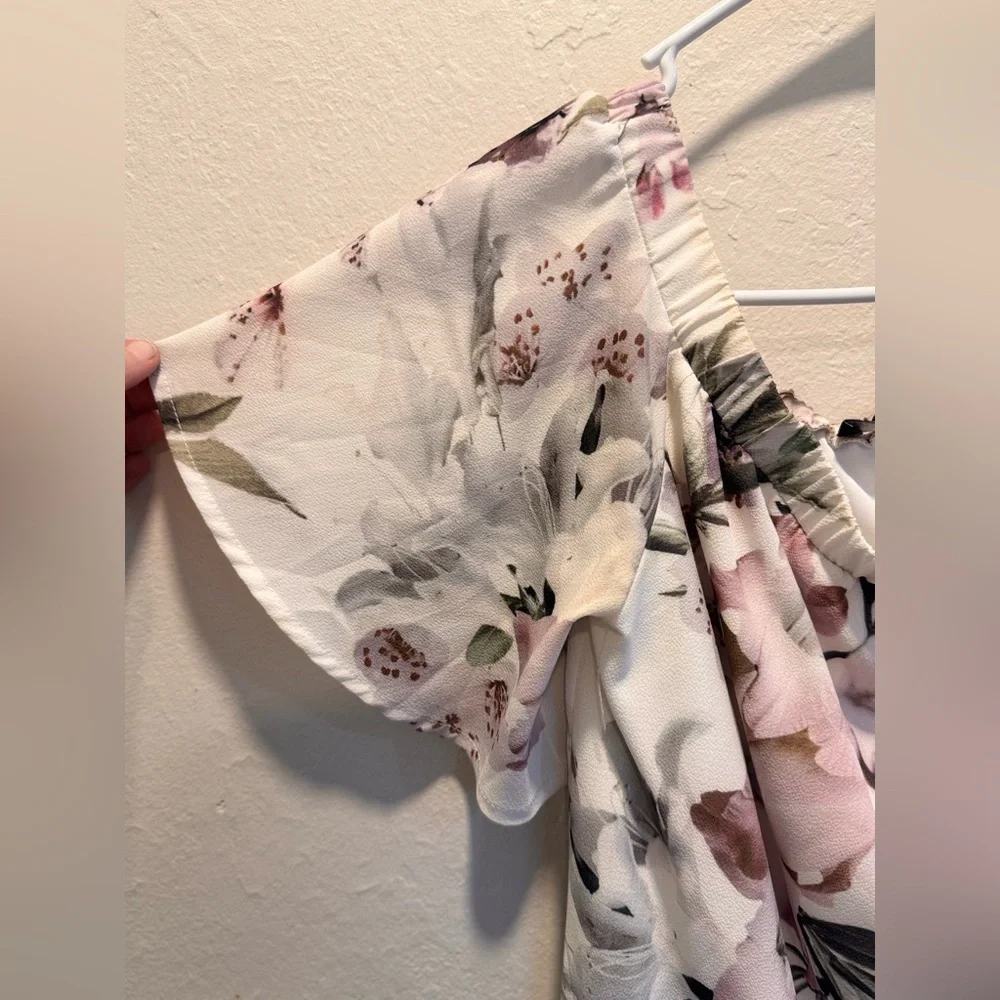 Lulu’s Dream of You Ivory Floral Print Off-the-Shoulder Shift Dress Medium M - Picture 4 of 9